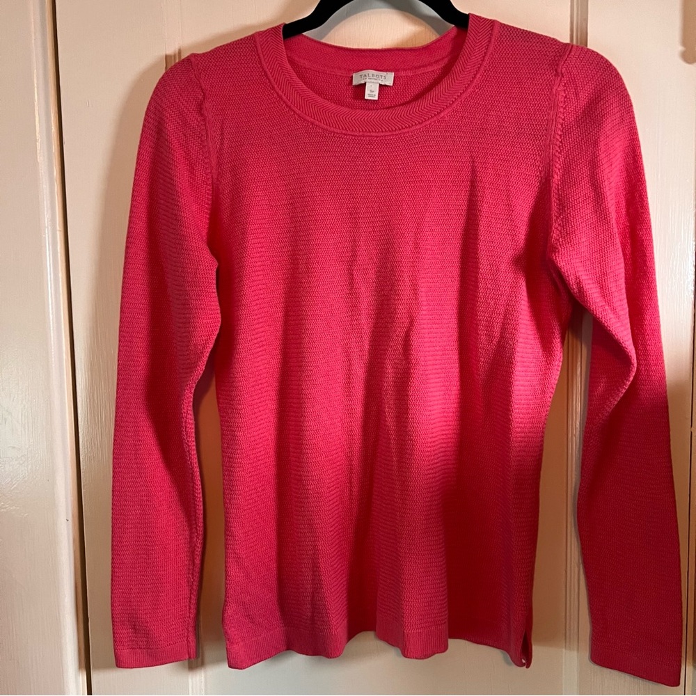 Talbots Knit Long Sleev Tee Size SP Coral Lightweight